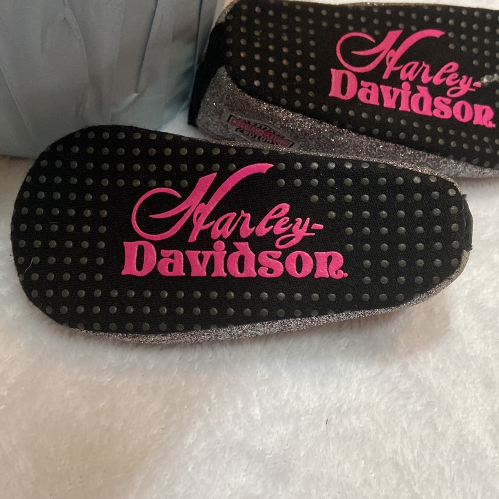 Harley Davidson Cycles Toddler Size 2/3 Silver Sparkle Shoes - Picture 6 of 10